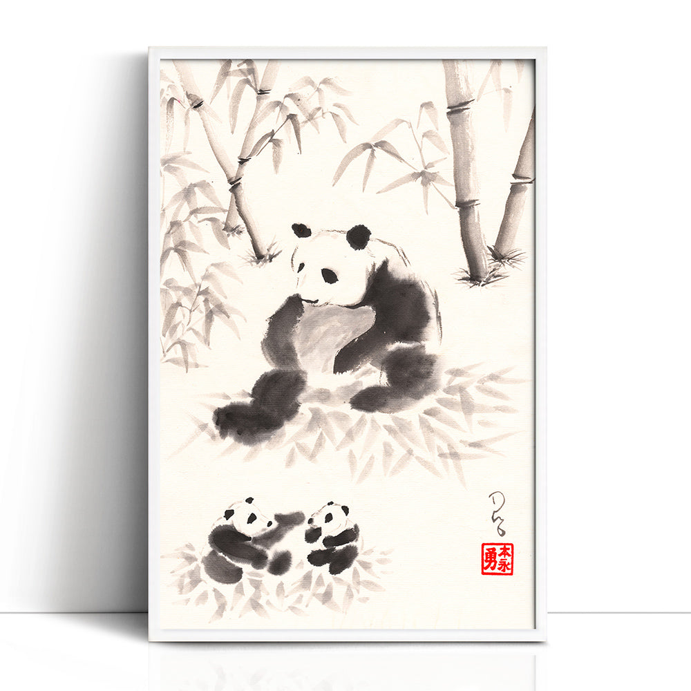 Panda Family (Framed Paper Print)