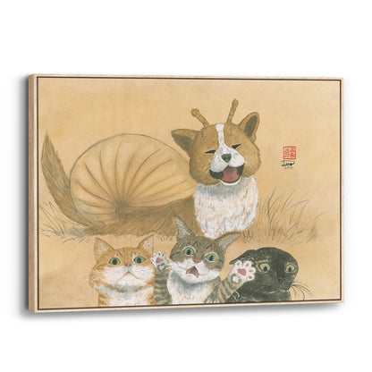 Catventures - Puppysnail - (Framed Canvas)