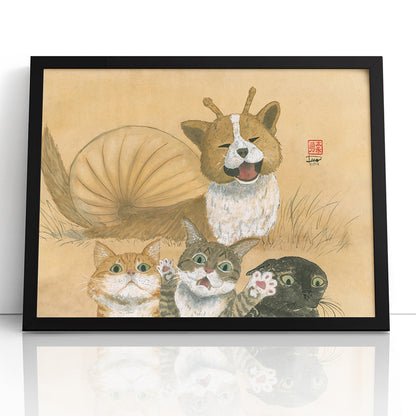 Catventures - Puppysnail - (Framed Paper Print)