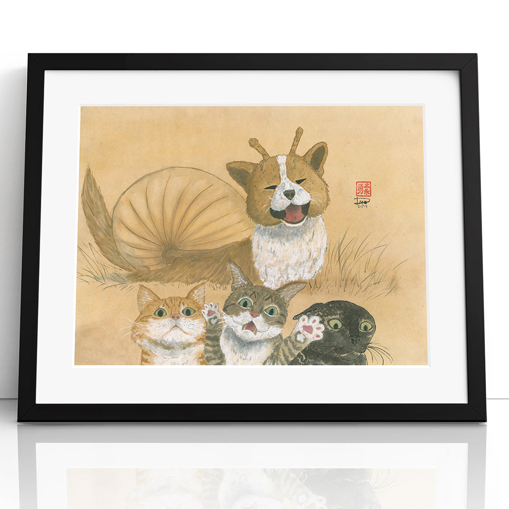 Catventures - Puppysnail - (Framed Paper Print)