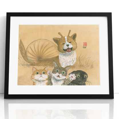 Catventures - Puppysnail - (Framed Paper Print)