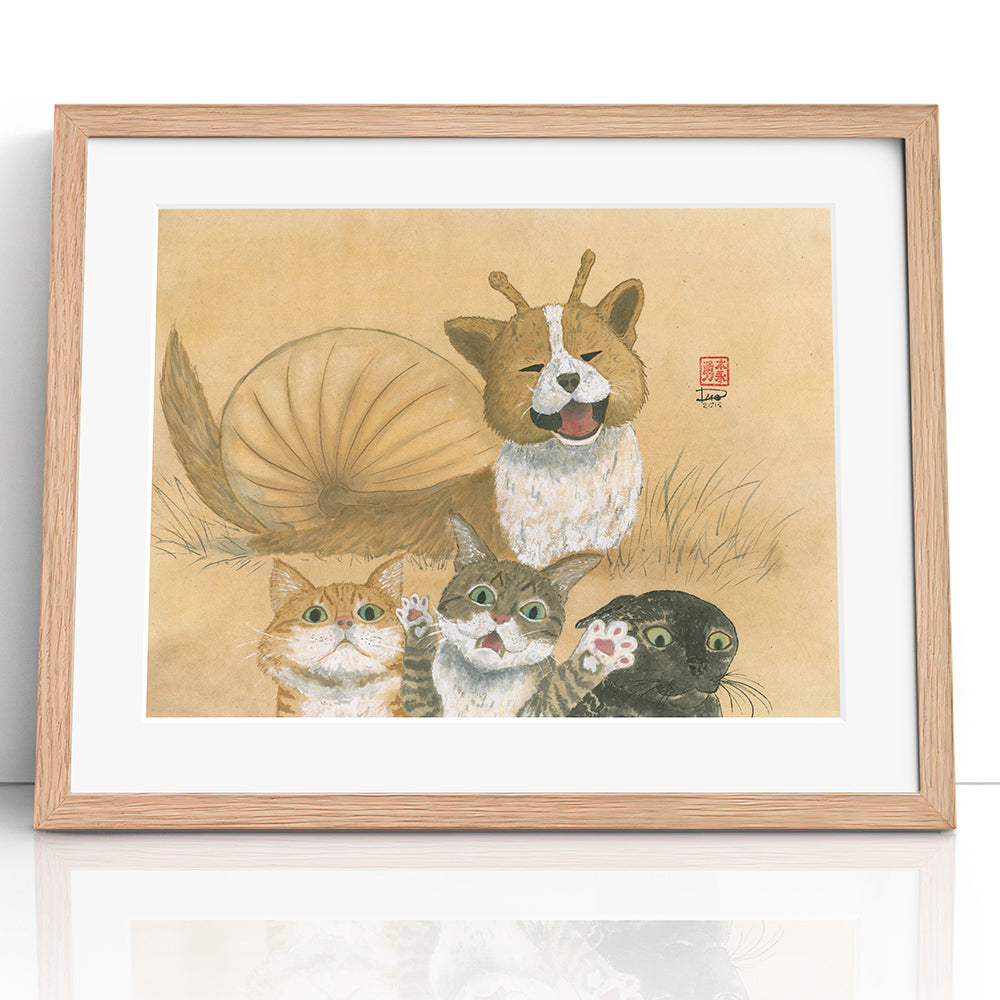 Catventures - Puppysnail - (Framed Paper Print)