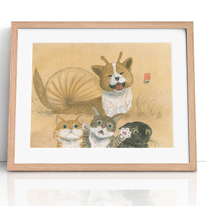 Catventures - Puppysnail - (Framed Paper Print)