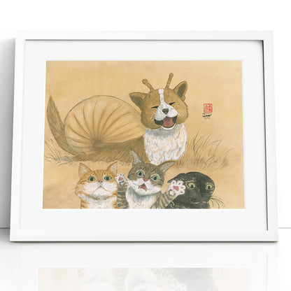 Catventures - Puppysnail - (Framed Paper Print)