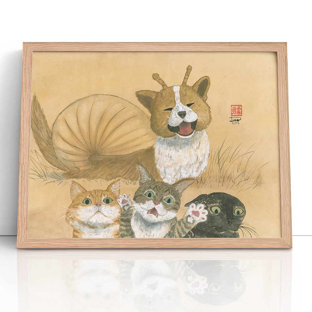 Catventures - Puppysnail - (Framed Paper Print)