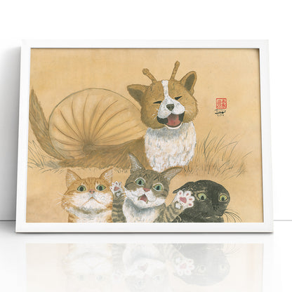 Catventures - Puppysnail - (Framed Paper Print)