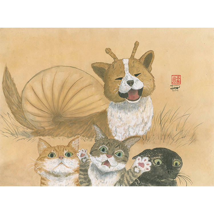 Catventures - Puppysnail - (Framed Paper Print)