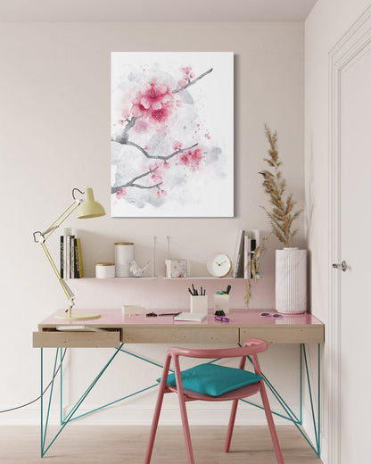 Cherry Blossoms Watercolor Painting (Canvas)