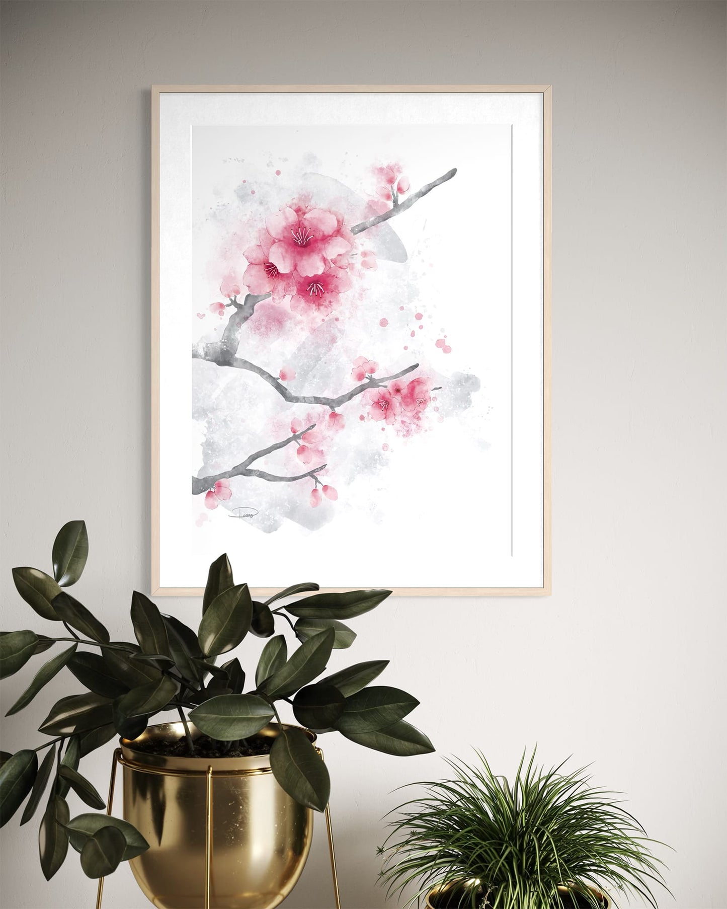 Cherry Blossoms Watercolor Painting (Paper Print)