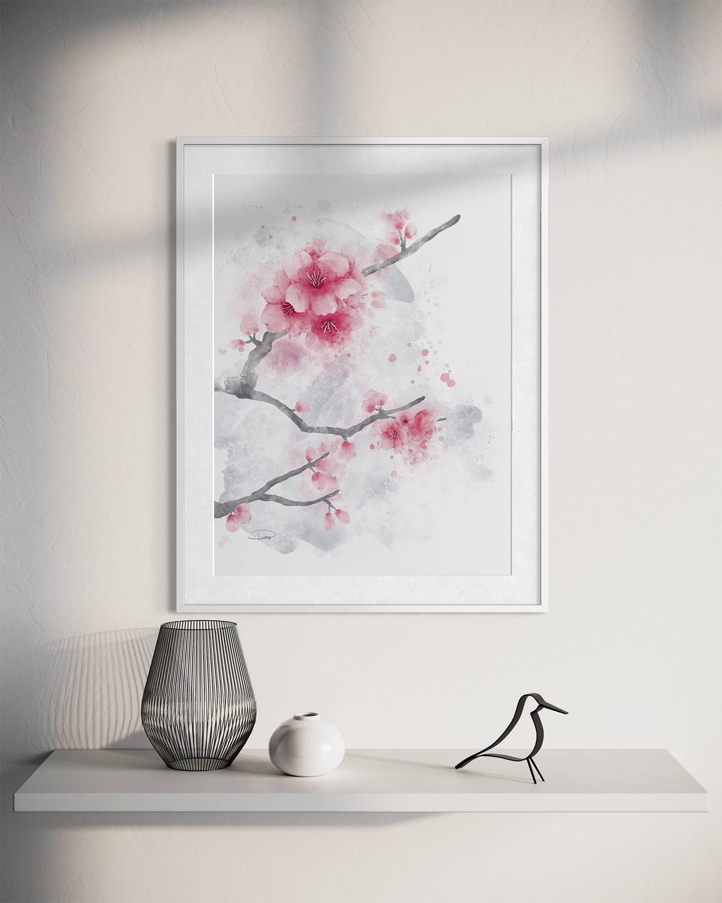 Cherry Blossoms Watercolor Painting (Paper Print)