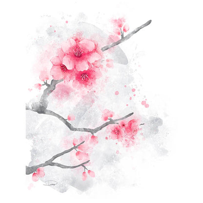 Cherry Blossoms Watercolor Painting (Paper Print)