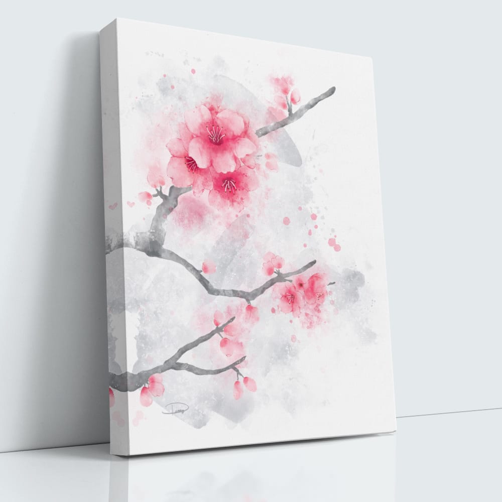 Cherry Blossoms Watercolor Painting (Canvas)