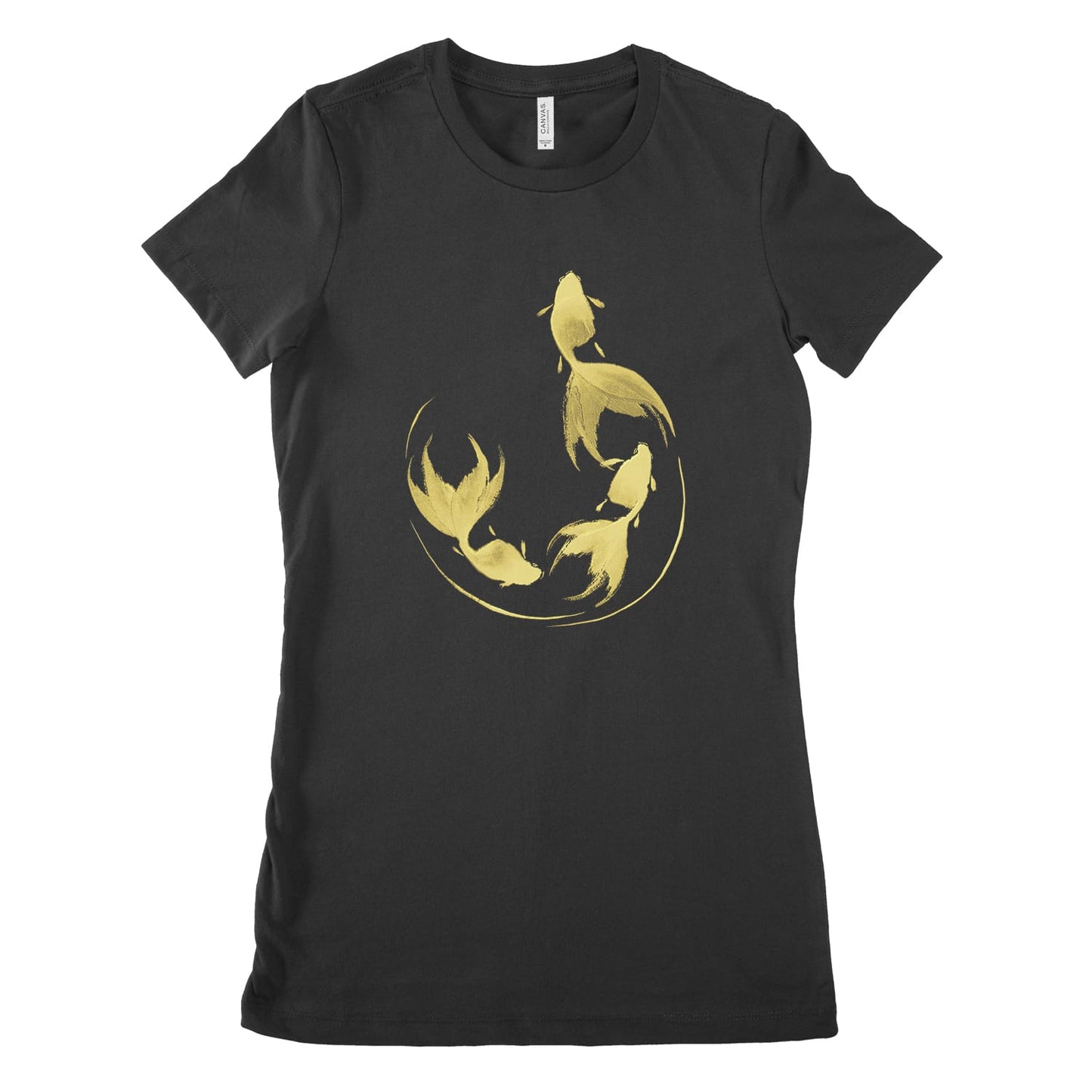 Goldfish Sumi-e Style in Gold T-shirt - Women's Styles