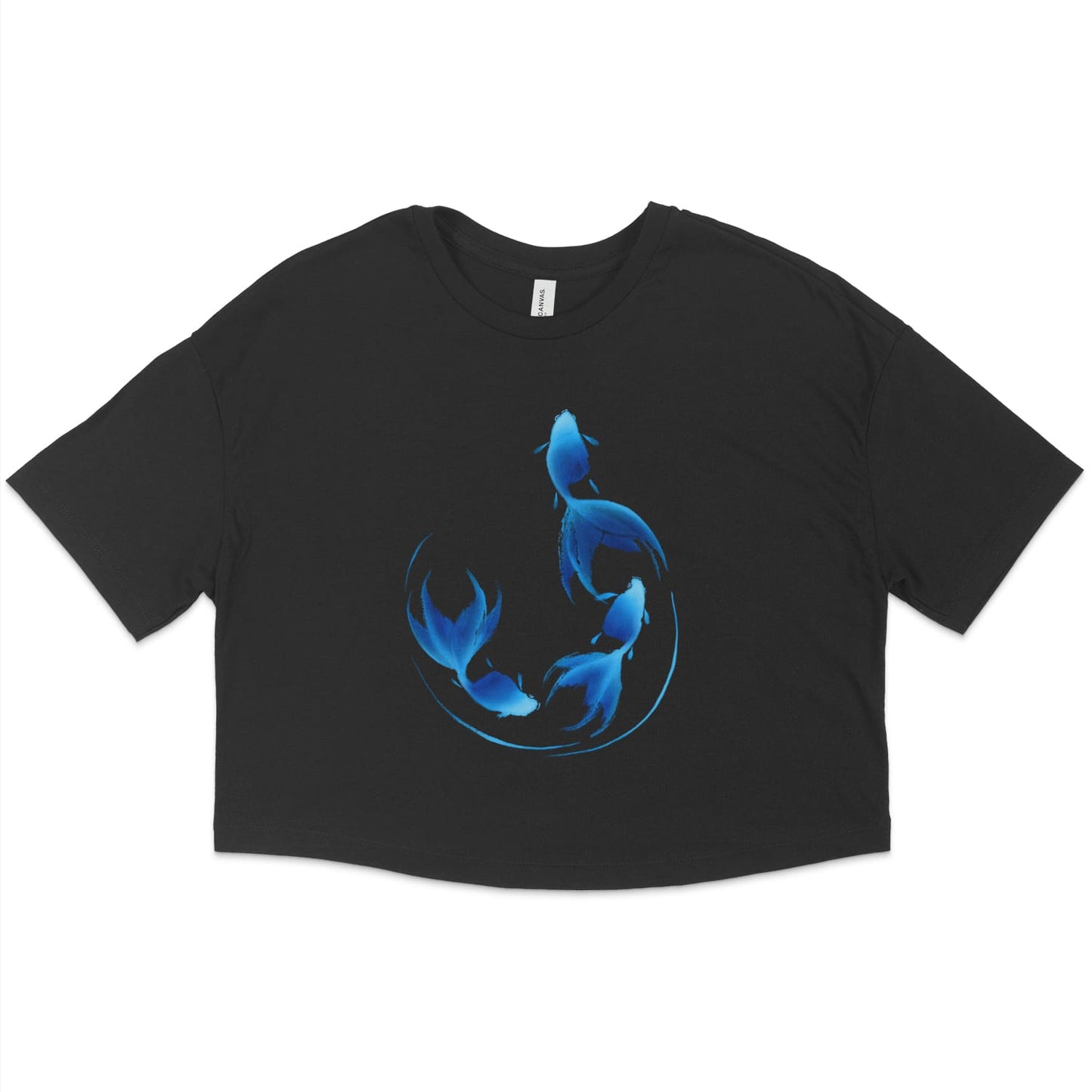 Goldfish Sumi-e Style in Blue T-shirt - Women's Styles
