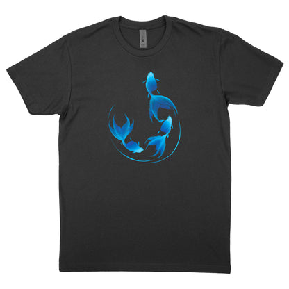 Goldfish Sumi-e Style in Blue T-shirt - Mens/Unisex