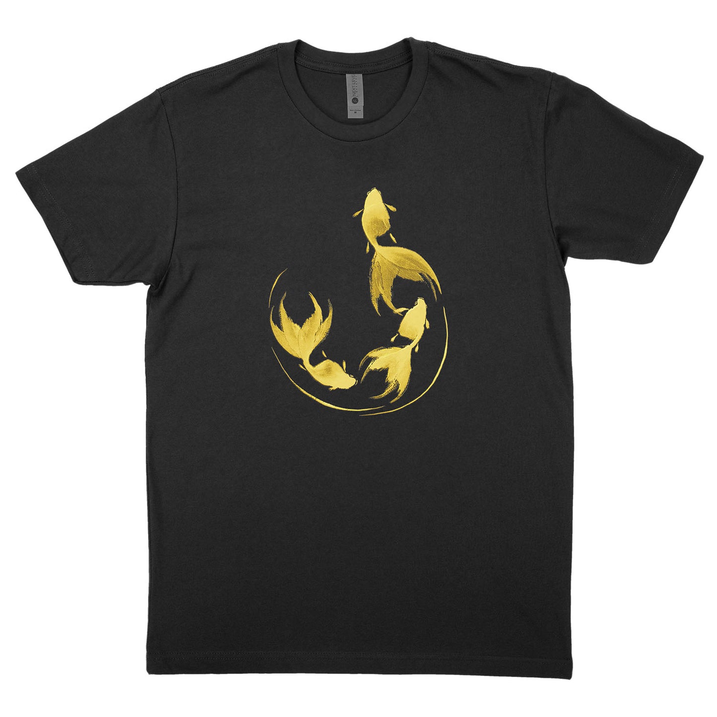Goldfish Sumi-e Style in Gold T-shirt - Mens/Unisex