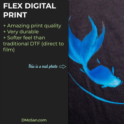 Goldfish Sumi-e Style in Blue T-shirt - Mens/Unisex