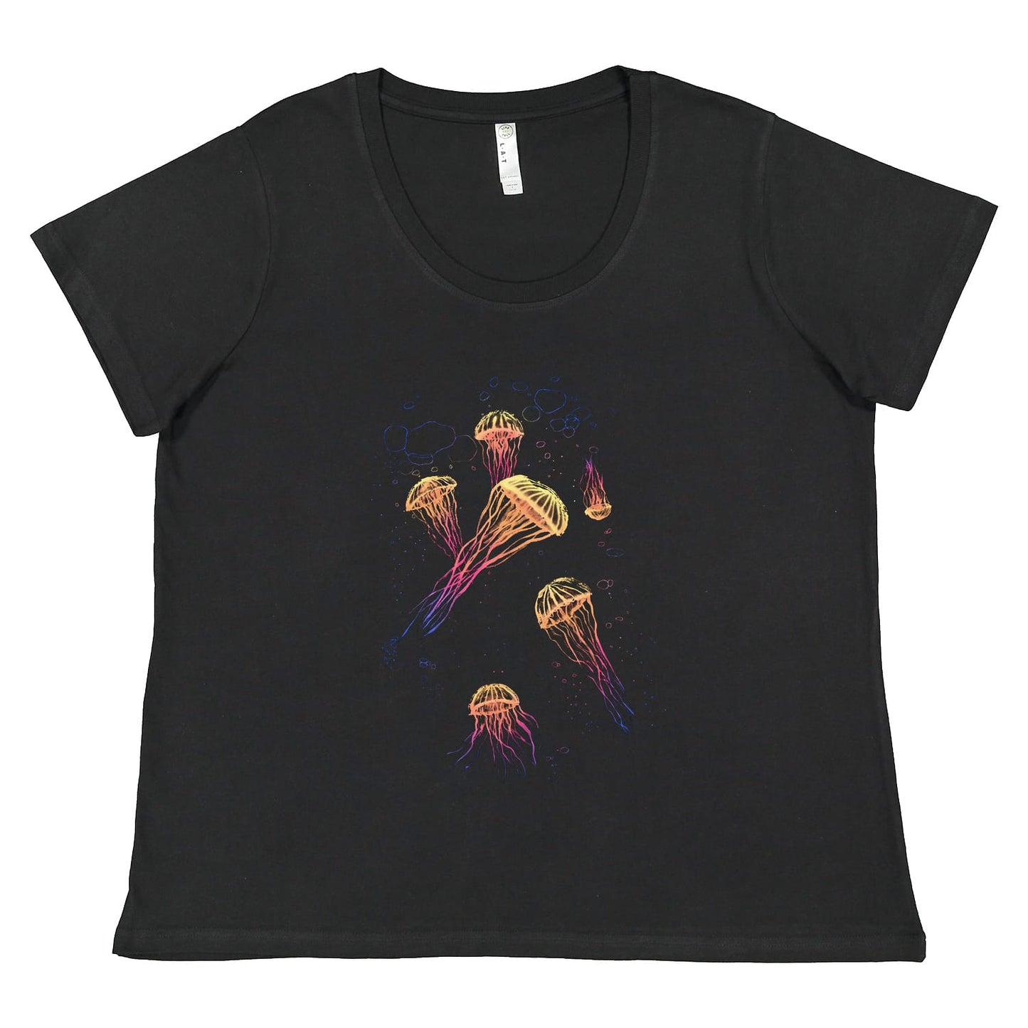 Jellyfish Sumi-e Style in Rainbow T-shirt - Women's Styles