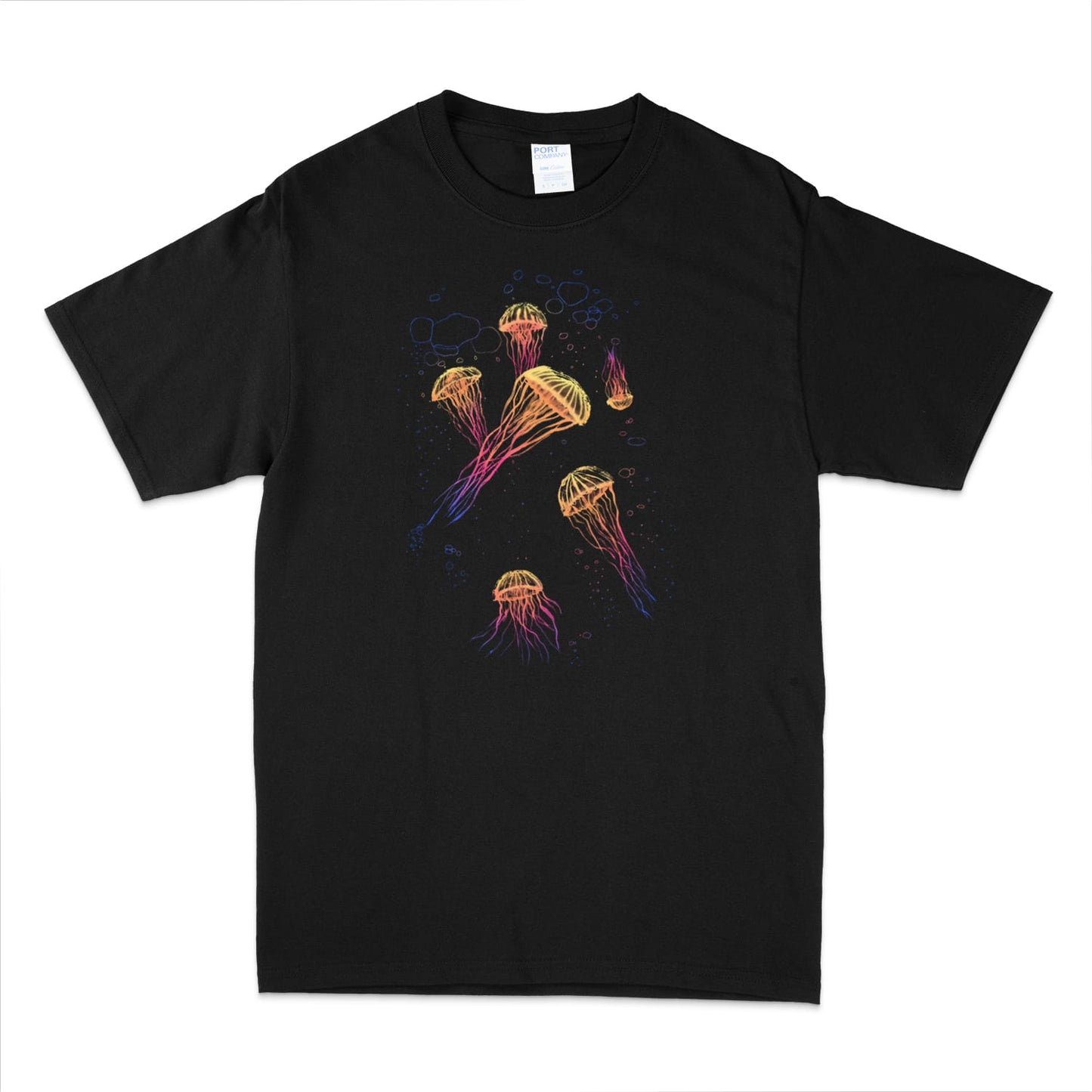 Jellyfish Sumi-e Style in Rainbow T-shirt - Mens/Unisex