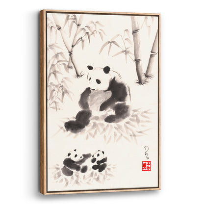 Panda Family (Framed Canvas)