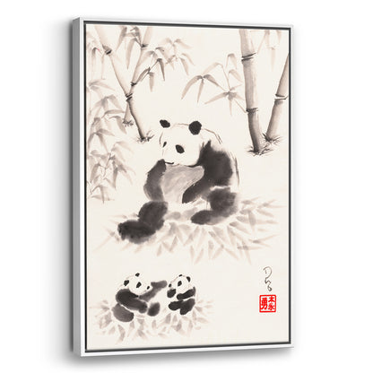 Panda Family (Framed Canvas)