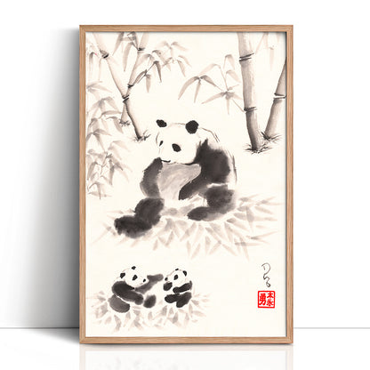 Panda Family (Framed Paper Print)