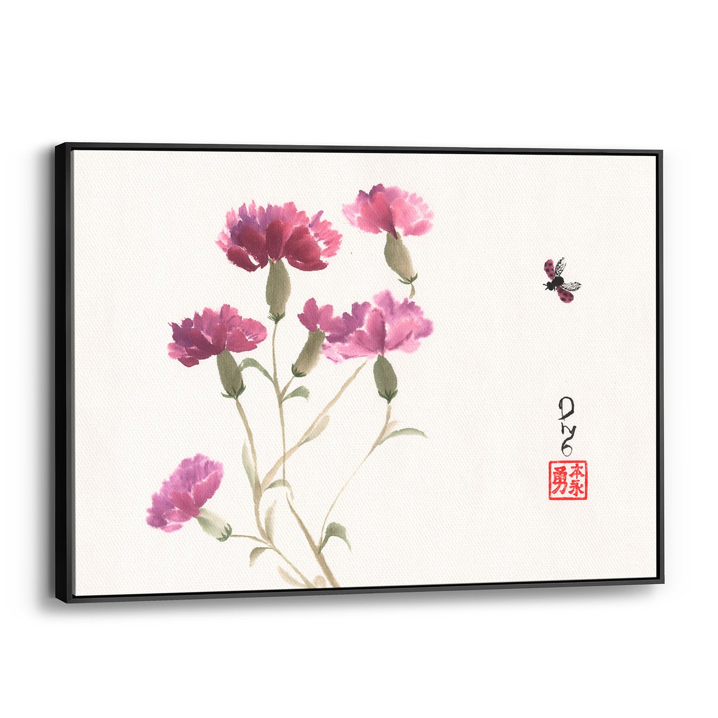 Purple Carnations (Framed Canvas)
