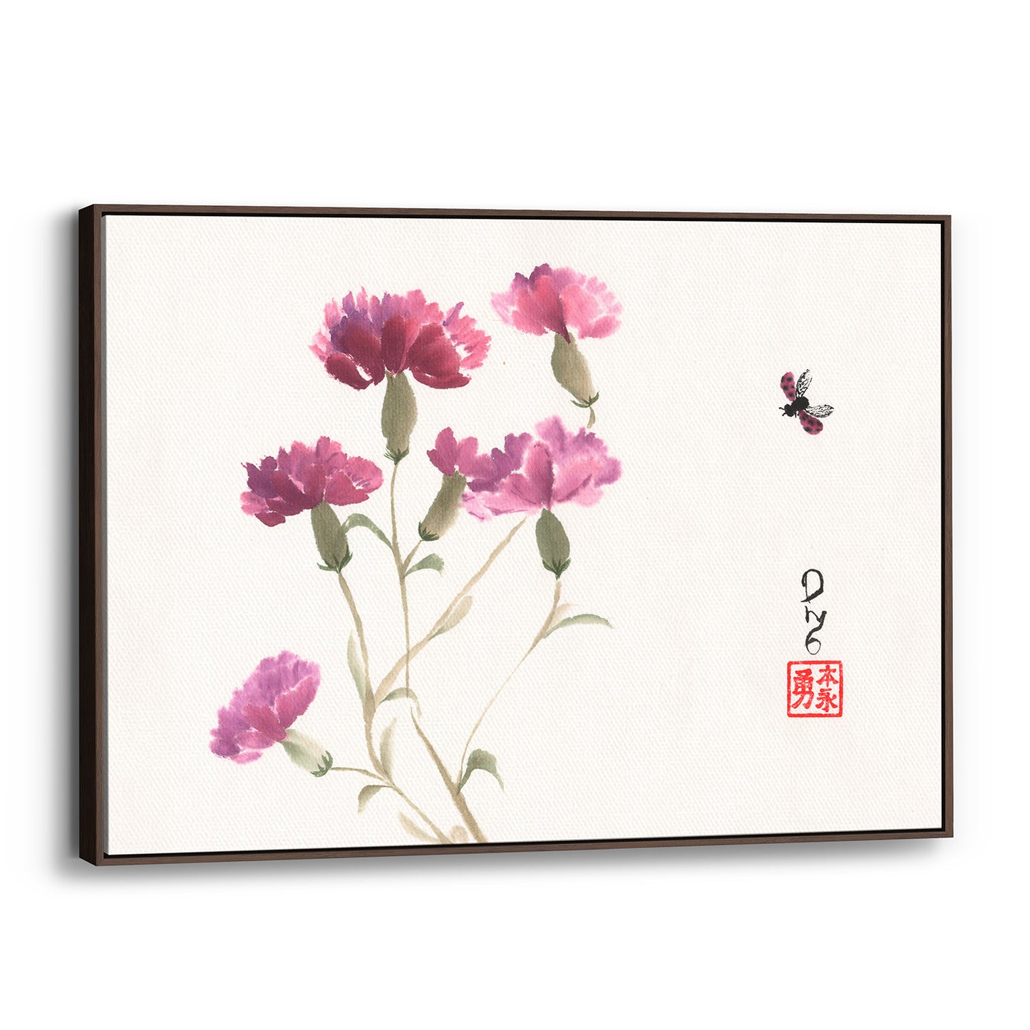 Purple Carnations (Framed Canvas)
