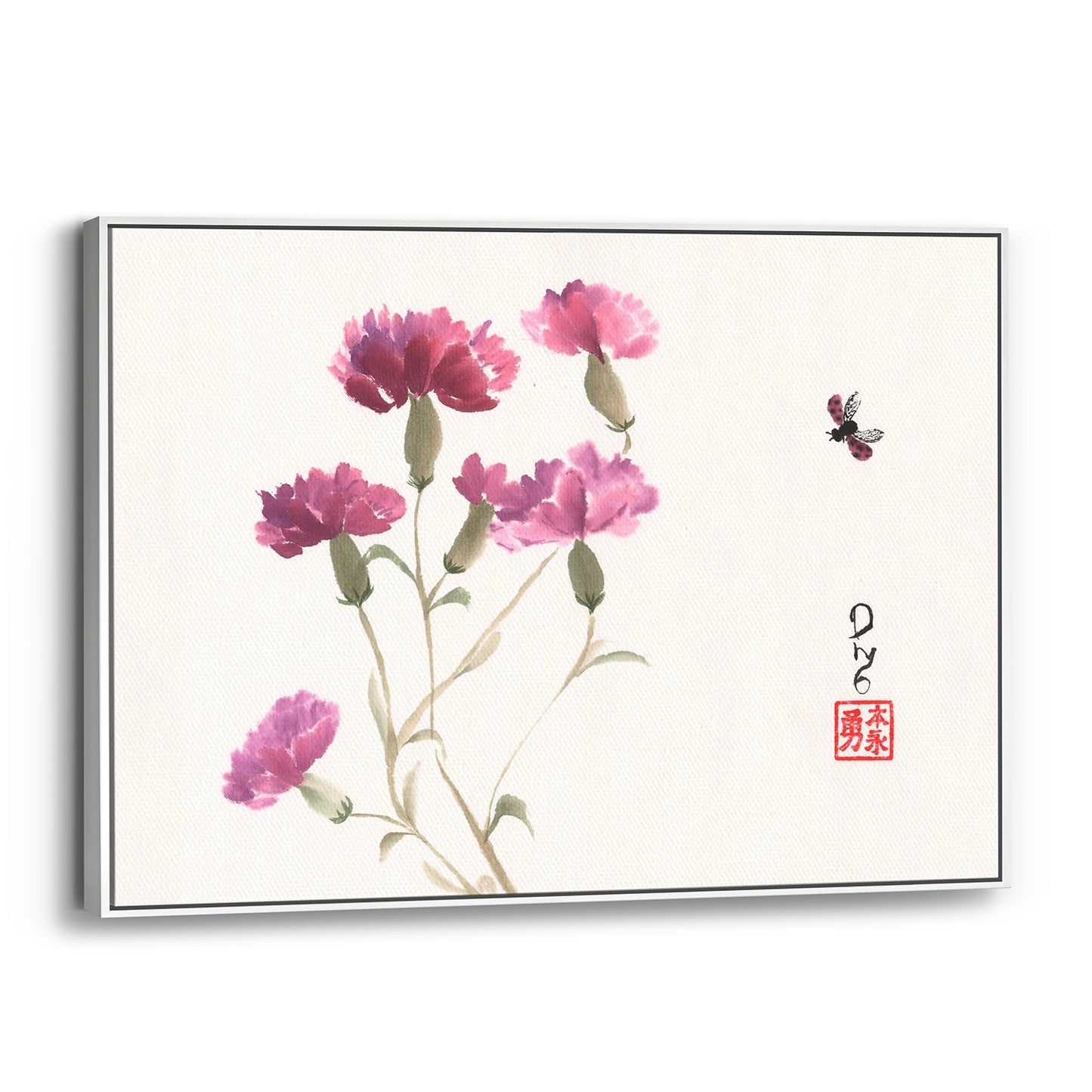 Purple Carnations (Framed Canvas)