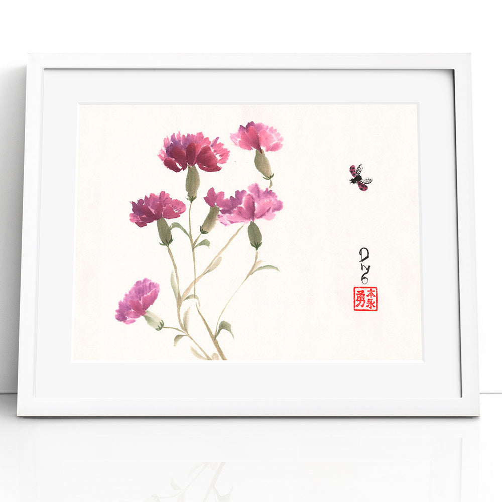Purple Carnations (Framed Paper Print)
