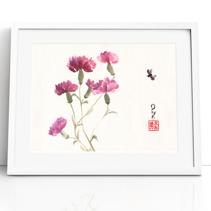 Purple Carnations (Framed Paper Print)