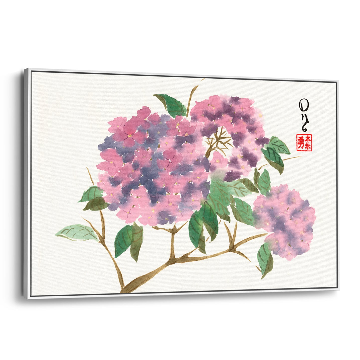 Purple Hydrangeas (Framed Canvas)