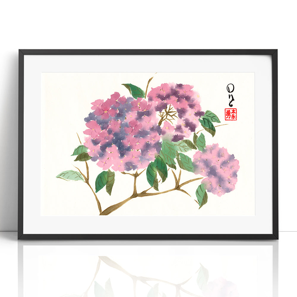 Purple Hydrangeas (Framed Paper Print)