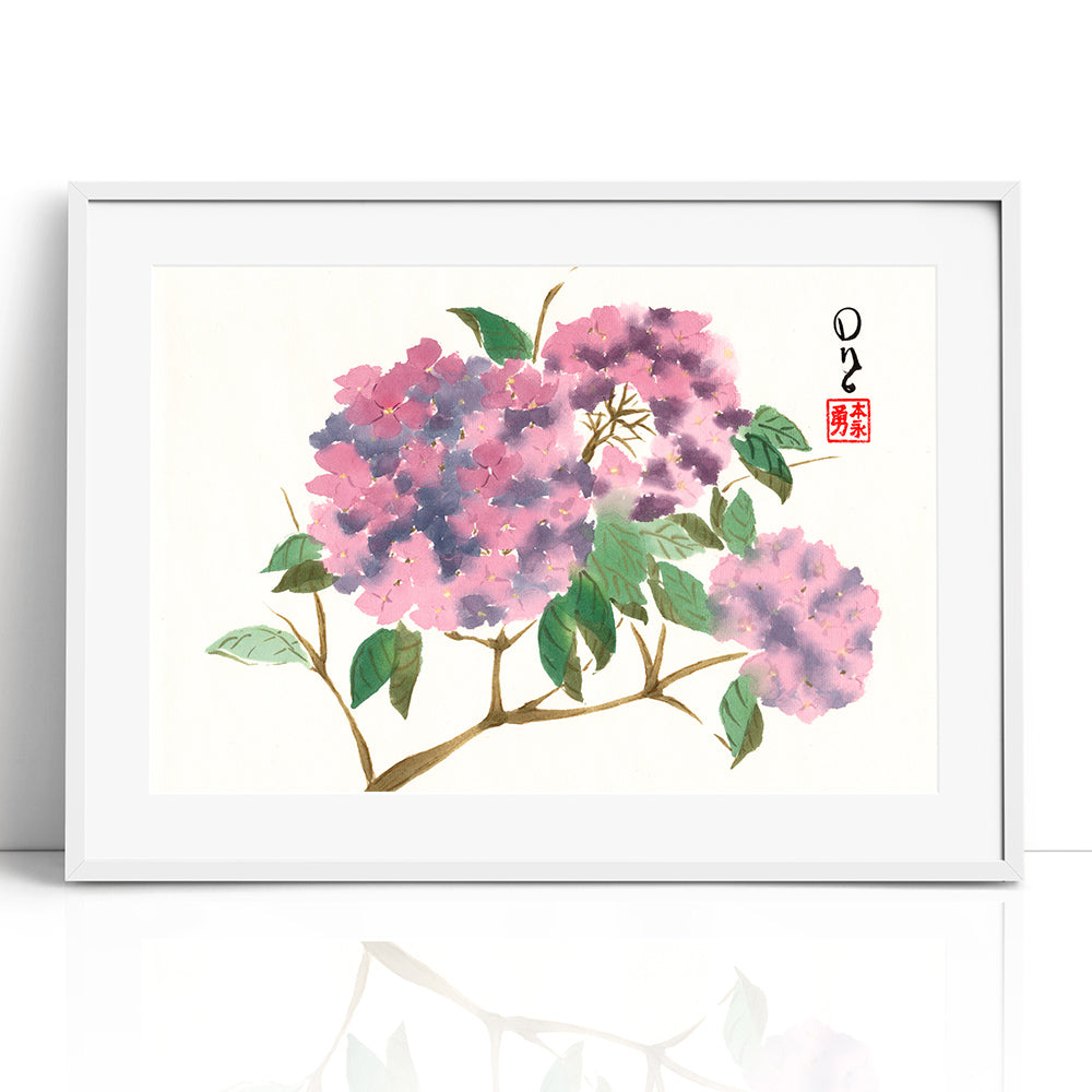 Purple Hydrangeas (Framed Paper Print)