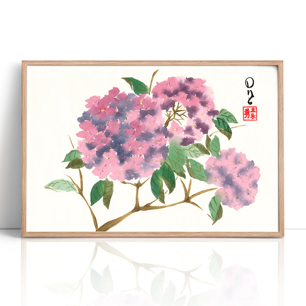 Purple Hydrangeas (Framed Paper Print)