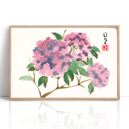 Purple Hydrangeas (Framed Paper Print)