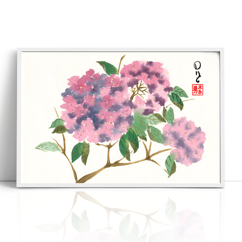 Purple Hydrangeas (Framed Paper Print)