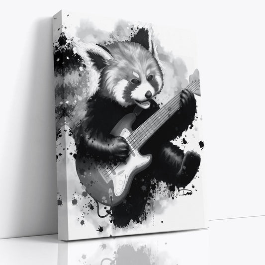 Rocking Red Panda Guitar Jump (Canvas)